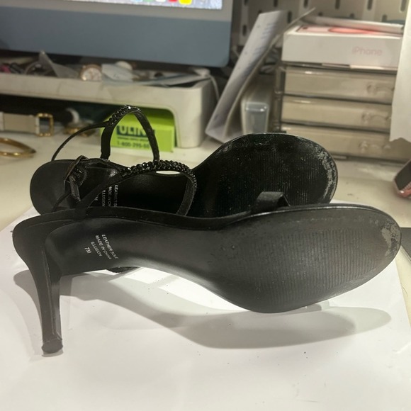 LORD & TAYLOR Women’s Black Illusion Studded Slingback Heels Sz 7M - Picture 4 of 6